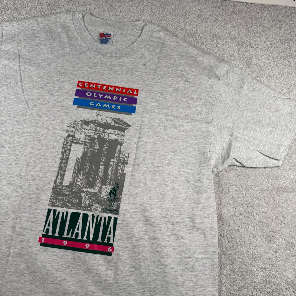 1996 Atlanta Centennial Olympic Games Vitg Hanes T Shirt Mens XL Gray Tee